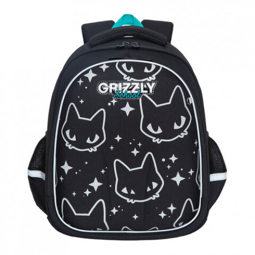 Ранец GRIZZLY анатомическая спинка, c брелоком, для девочек, STAR CAT, 36х28х20 см, RAz-286-12/1