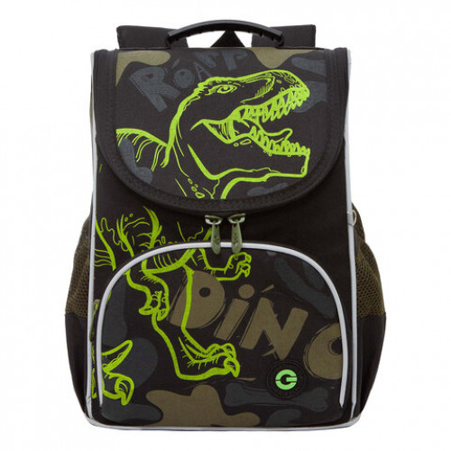 Ранец GRIZZLY анатомическая спинка, с мешком для обуви, для мальчиков, DINOSAUR, 33х25х13 см, RAm-385-8/1