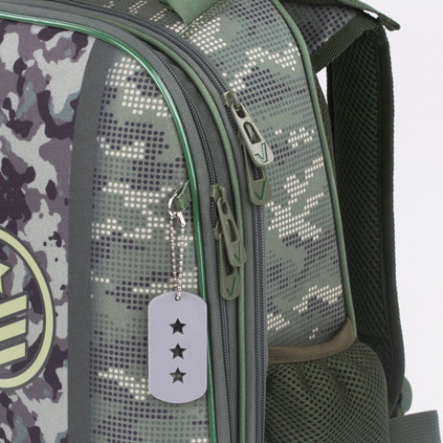 Ранец BRAUBERG PREMIUM, 2 отделения, с брелком, Army, 38х29х16 см, 228783