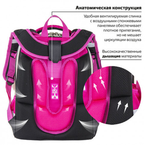 Ранец BRAUBERG SHINY, 2 отделения, Curious mouse, 36х28х14 см, 270696