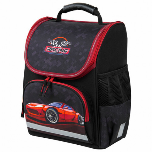 Ранец ПИФАГОР BASIC, 1 отделение, 3 кармана, эргономичная спинка, Rocket car, 35х28х18 см, 271374