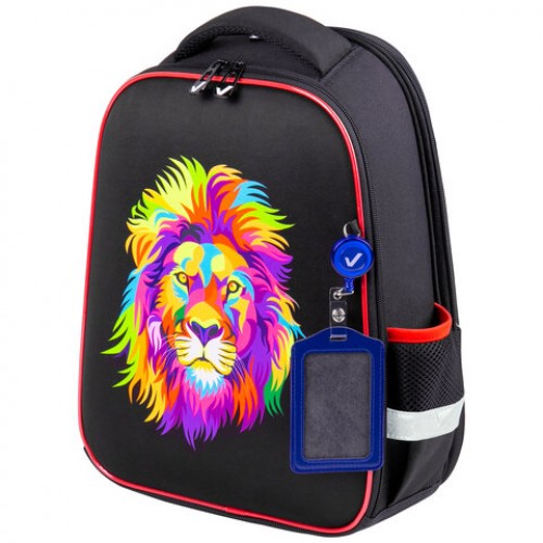 Ранец BRAUBERG FIT, 2 отделения, Colorful lion, 38х27х14 см, 270618