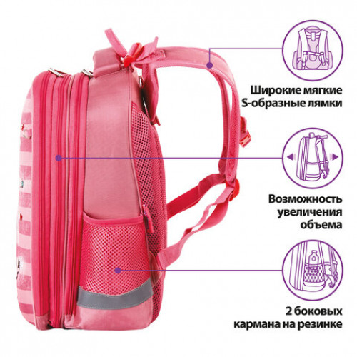 Ранец ЮНЛАНДИЯ EXTRA, с дополнительным объемом, Pink sneakers, 38x29x18 см, 229928