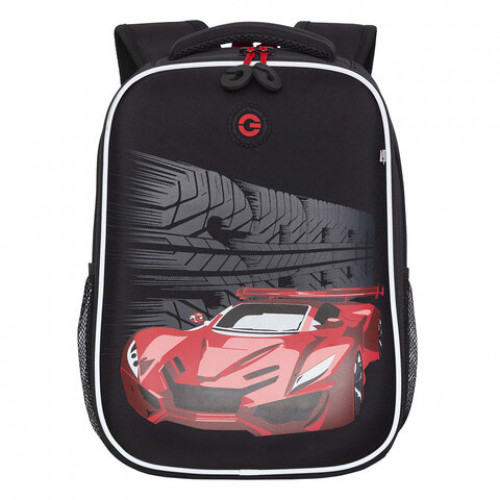 Ранец GRIZZLY анатомическая спинка, облегченный, для мальчиков, RED CAR, 37х26х16 см, RAw-397-4/3