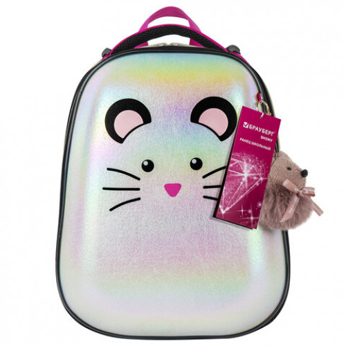 Ранец BRAUBERG SHINY, 2 отделения, Curious mouse, 36х28х14 см, 270696