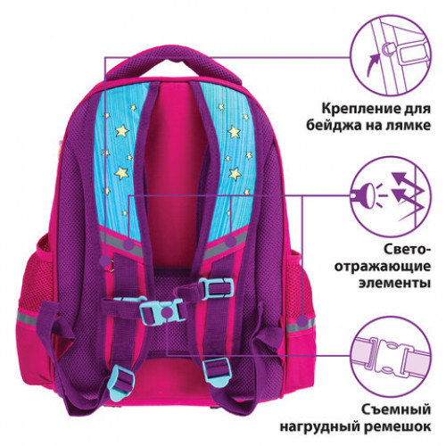 Ранец ЮНЛАНДИЯ LIGHT, 2 отделения, Neon unicorn, 3D панель, 38х29х16 см, 229916