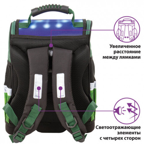 Ранец ЮНЛАНДИЯ WISE для начальной школы, Play football, 37х29х15 см, 229949