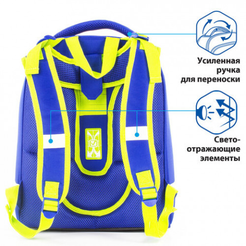 Ранец BRAUBERG PREMIUM, 2 отделения, с брелоком, для мальчиков, Супер-мячи, 38х29х18 см, 227822