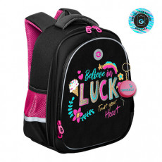 Ранец GRIZZLY анатомическая спинка, c брелоком, для девочек, LUCK, 36х28х20 см, RAz-3, RAz-386-4/1 Ранец GRIZZLY анатомическая спинка, c брелоком, для девочек, LUCK, 36х28х20 см, RAz-3, RAz-386-4/1
