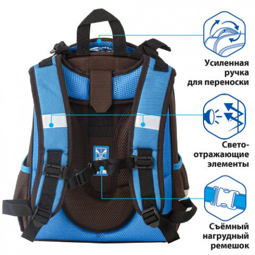 Ранец BRAUBERG PREMIUM, 2 отделения, с брелком, Galaxy offroad, 3D панель, 38х29х16 см, 229906