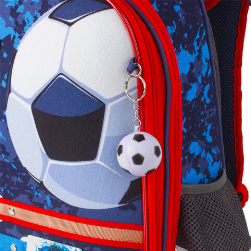 Ранец BRAUBERG PREMIUM, 2 отделения, с брелком, Football, 38х29х16 см, 228782