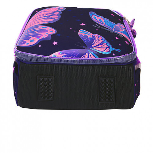 Ранец BRAUBERG PREMIUM, 2 отделения, с брелком, Shining butterflies, блестки, 38х29х16 см, 274393
