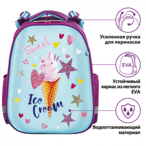 Ранец ЮНЛАНДИЯ EXTRA, с дополнительным объемом, Icecream, 38x29x18 см, 229929