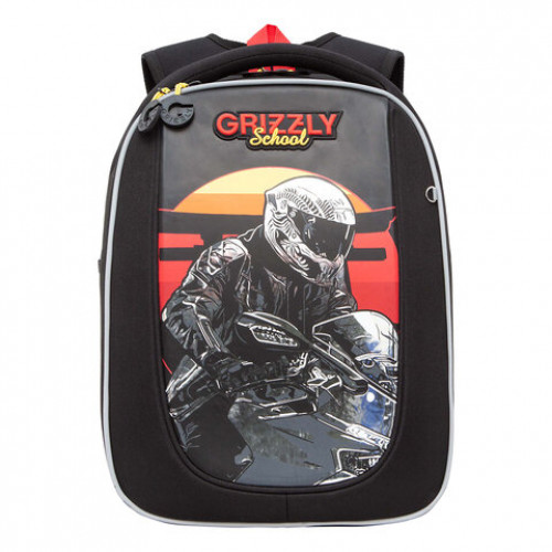 Ранец GRIZZLY анатомическая спинка, для мальчиков, MOTO RACER, 36х29х18 см, RAf-393-5/1