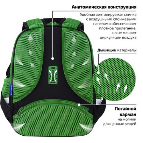 Ранец BRAUBERG FIT, 2 отделения, Night warrior, 38х27х14 см, 272023