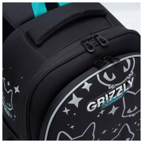 Ранец GRIZZLY анатомическая спинка, c брелоком, для девочек, STAR CAT, 36х28х20 см, RAz-286-12/1