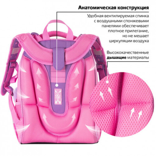 Ранец BRAUBERG PREMIUM, 2 отделения, с брелком, Unicorn, 38х29х16 см, 229900