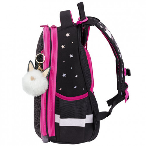 Ранец BRAUBERG LUMINOUS, 2 отделения, с брелоком, Cats first, СВЕТЯЩИЙСЯ РИСУНОК, 38х29х16 см, 271367
