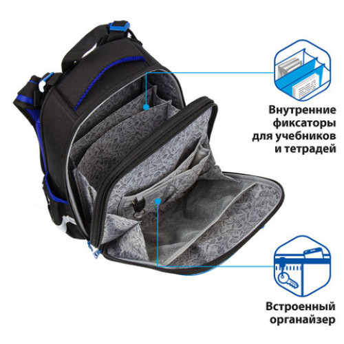 Ранец BRAUBERG PREMIUM, 2 отделения, с брелком, Football champion, 3D панель, 38х29х16 см, 229911