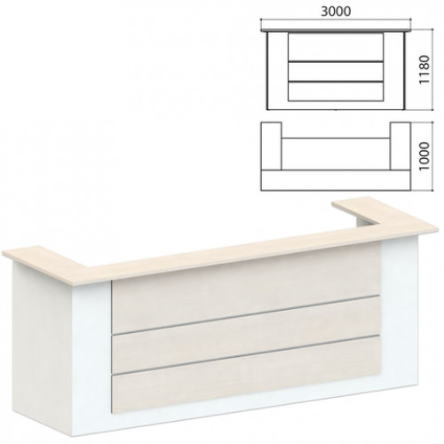 Стойка ресепшн «Профит», 3000х1000х1180 мм, дуб шамони/белый (КОМПЛЕКТ)