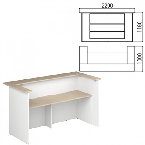 Стойка ресепшн Профит, 2200х1000х1180 мм, дуб шамони/белый (КОМПЛЕКТ)