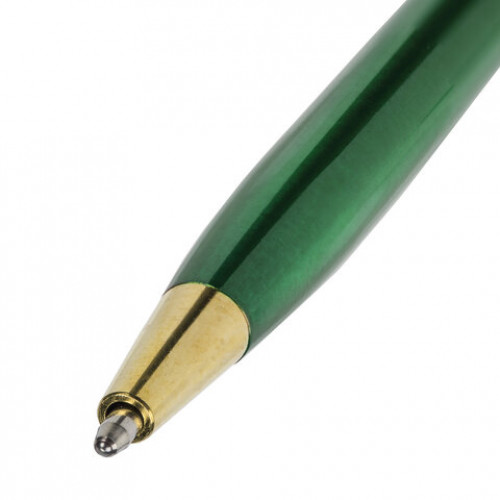 Ручка подарочная шариковая BRAUBERG Slim Green, корпус зеленый, узел 1 мм, линия письма 0,7 мм, синяя, 141404