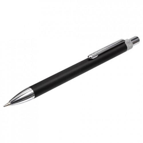 Ручка подарочная шариковая BRAUBERG Allegro, СИНЯЯ, корпус черный с хромированными деталями, линия письма 0,5 мм, 143491