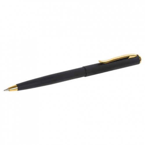 Ручка подарочная шариковая BRAUBERG Maestro, СИНЯЯ, корпус черный с золотистым, линия письма 0,5 мм, 143470
