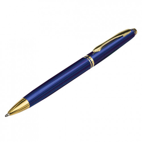 Ручка подарочная шариковая BRAUBERG De Luxe Blue, корпус синий, узел 1 мм, линия письма 0,7 мм, синяя, 141412