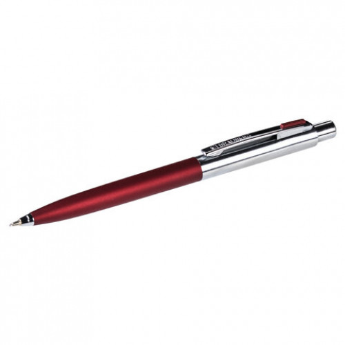 Ручка подарочная шариковая BRAUBERG Cornetto, СИНЯЯ, корпус серебристый с бордовым, линия письма 0,5 мм, 143492