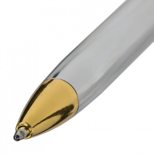 Ручка подарочная шариковая BRAUBERG De Luxe Silver, корпус серебристый, узел 1 мм, линия письма 0,7 мм, синяя, 141414