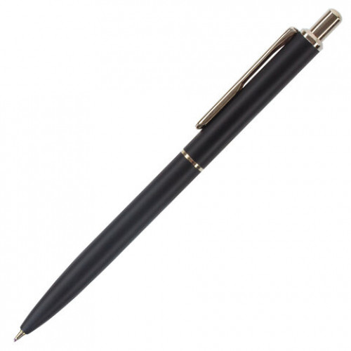 Ручка подарочная шариковая BRAUBERG Larghetto, СИНЯЯ, корпус черный с хромированными деталями, линия письма 0,5 мм, 143476