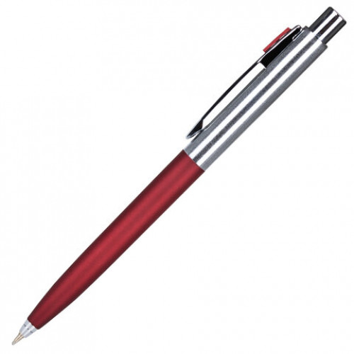 Ручка подарочная шариковая BRAUBERG Cornetto, СИНЯЯ, корпус серебристый с бордовым, линия письма 0,5 мм, 143492