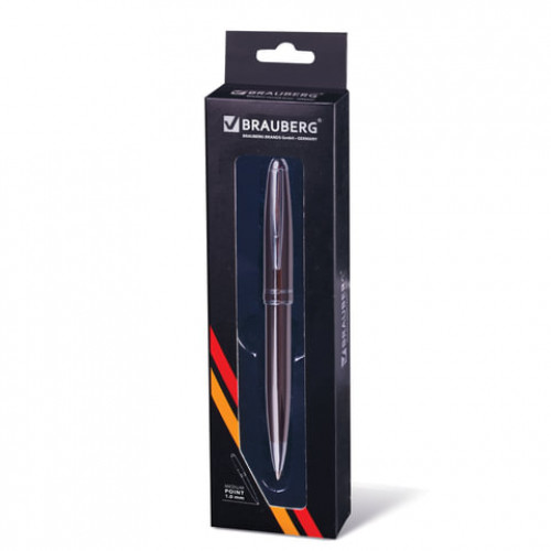 Ручка подарочная шариковая BRAUBERG Oceanic Grey, корпус серый, узел 1 мм, линия письма 0,7 мм, синяя, 141420