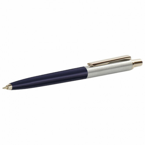 Ручка подарочная шариковая BRAUBERG Soprano, СИНЯЯ, корпус серебристый с синим, линия письма 0,5 мм, 143484