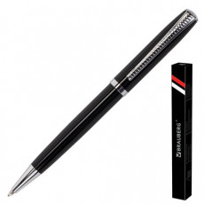 Ручка подарочная шариковая BRAUBERG Cayman Black, корпус черный, узел 1 мм, линия письма 0,7 мм, синяя, 141410