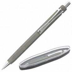 Ручка подарочная шариковая BRAUBERG Opus, СИНЯЯ, корпус серый с хромированными деталями, линия письма 0,5 мм, 143493