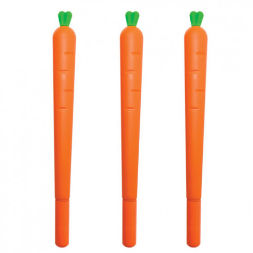 Ручка фигурная шариковая ЮНЛАНДИЯ Морковка, мягкий силиконовый корпус, СИНЯЯ, пишущий узел 0,7 мм, 143778