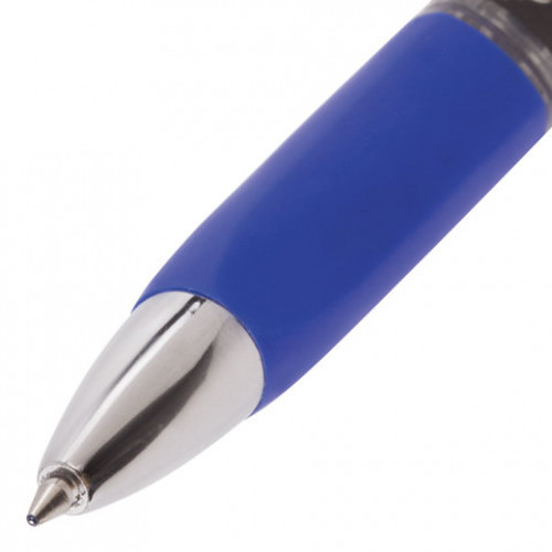Ручка гелевая автоматическая с грипом BRAUBERG Black Jack, СИНЯЯ, трехгранная, узел 0,7 мм, линия письма 0,5 мм, 141551