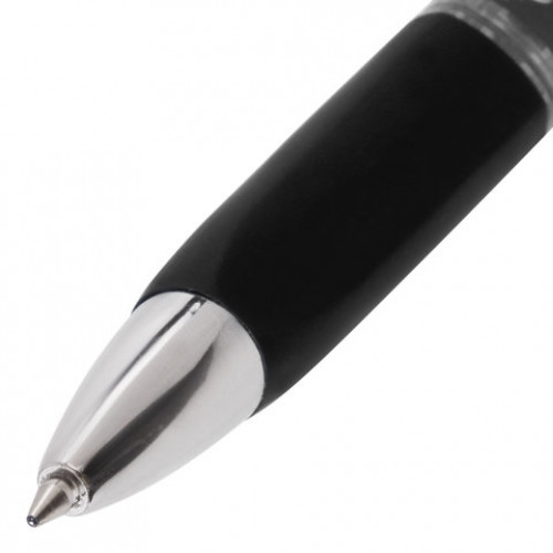 Ручка гелевая автоматическая с грипом BRAUBERG Black Jack, ЧЕРНАЯ, трехгранная, узел 0,7 мм, линия письма 0,5 мм, 141552