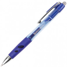 Ручка гелевая автоматическая с грипом BRAUBERG Officer, СИНЯЯ, корпус тонированный синий, узел 0,5 мм, линия письма 0,35 мм, 141056