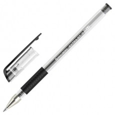 Ручка гелевая с грипом BRAUBERG EXTRA GT, ЧЕРНАЯ, стандартный узел 0,5 мм, линия 0,35 мм, 143917