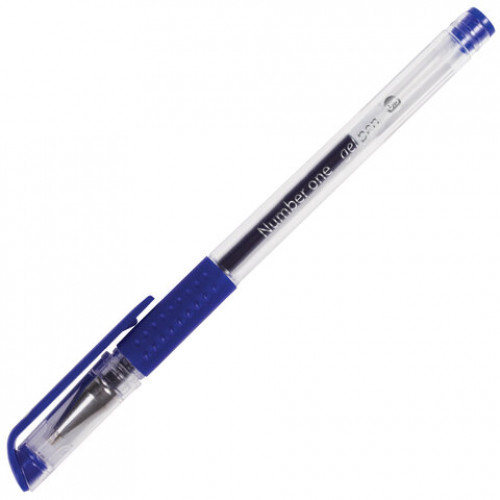 Ручка гелевая с грипом BRAUBERG Number One, СИНЯЯ, узел 0,5 мм, линия письма 0,35 мм, 141193