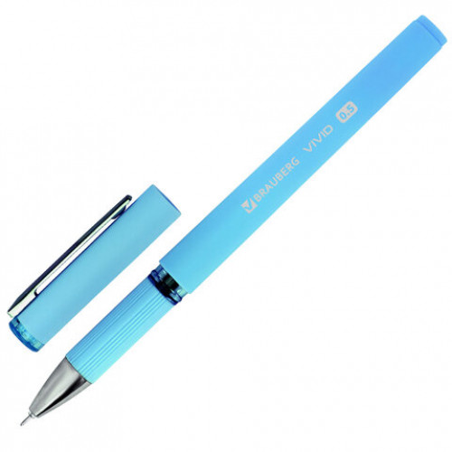 Ручки гелевые с грипом BRAUBERG VIVID PASTEL, СИНИЕ, НАБОР 3 ШТ., игольчатый узел 0,5 мм, линия письма 0,35 мм, 144540