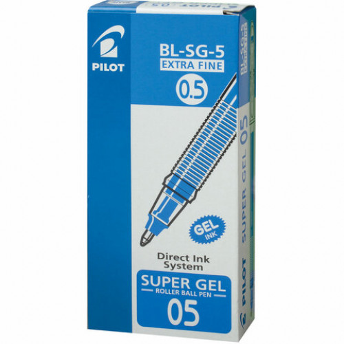Ручка гелевая PILOT Super Gel, СИНЯЯ, корпус прозрачный, узел 0,5 мм, линия письма 0,3 мм, BL-SG-5