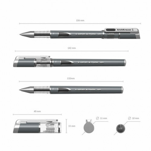 Ручка гелевая ERICH KRAUSE Megapolis Gel, ЧЕРНАЯ, корпус с печатью, узел 0,5 мм, линия письма 0,4 мм, 93