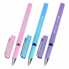 Ручка гелевая с грипом BRAUBERG VIVID PASTEL, СИНЯЯ, корпус ассорти, игольчатый узел 0,5 мм, линия письма 0,35 мм, 144539