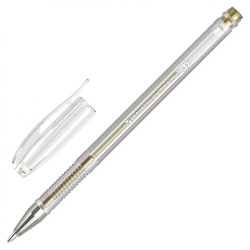 Ручка гелевая ЗОЛОТИСТАЯ BRAUBERG EXTRA GOLD, корпус прозрачный, 0,5 мм, линия 0,35 мм, 143914