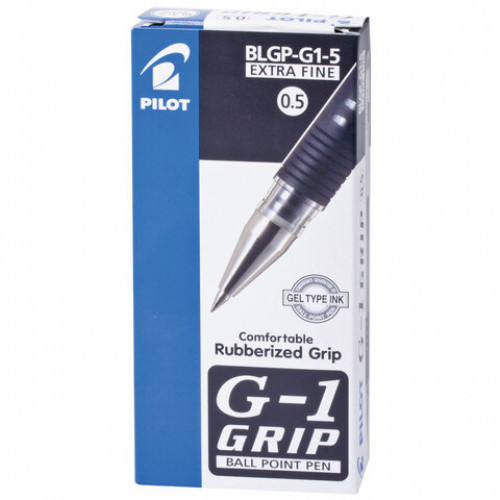 Ручка гелевая с грипом PILOT G-1 Grip, ЧЕРНАЯ, корпус прозрачный, узел 0,5 мм, линия письма 0,3 мм, BLGP-G1-5