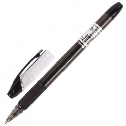 Ручка гелевая с грипом BRAUBERG Samurai, ЧЕРНАЯ, корпус тонированный, узел 0,5 мм, линия письма 0,35 мм, 141178